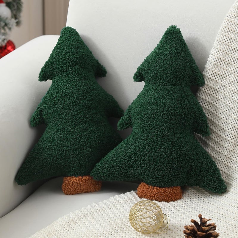 Allorry Christmas Pillows,Christmas Tree Pillow Set of 2 Cute Xmas Tree Shaped Plush Pillow Stuffed Christmas Decor for Party Home Sofa Cushion Bed Decorations(12.2 Inch) WL-006B - Image 1